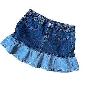 Mwah Jeans Vintage Y2K Denim Ruffle Mini Skirt Size 18